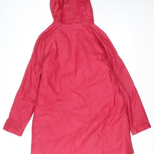 Dunnes Women Red Hooded Mid-Length Rain Coat Jacket Size 12