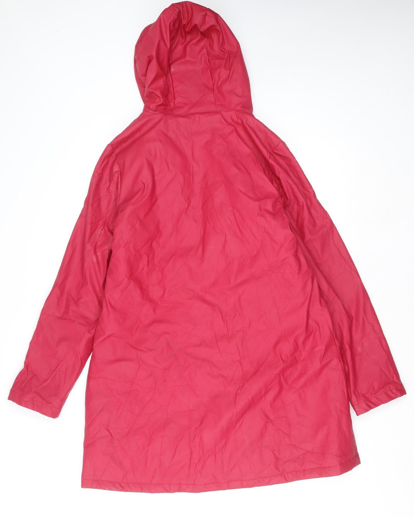 Dunnes Women Red Hooded Mid-Length Rain Coat Jacket Size 12