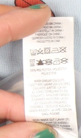 Primark Womens Blue Floral Cropped Blouse Size 14 Collared Button Up