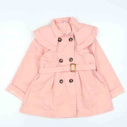 Qingdao WWCX Girls Pink Cotton Linen Belted Trench Coat Age 13 Years