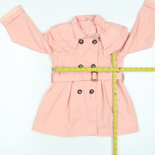Qingdao WWCX Girls Pink Cotton Linen Belted Trench Coat Age 13 Years