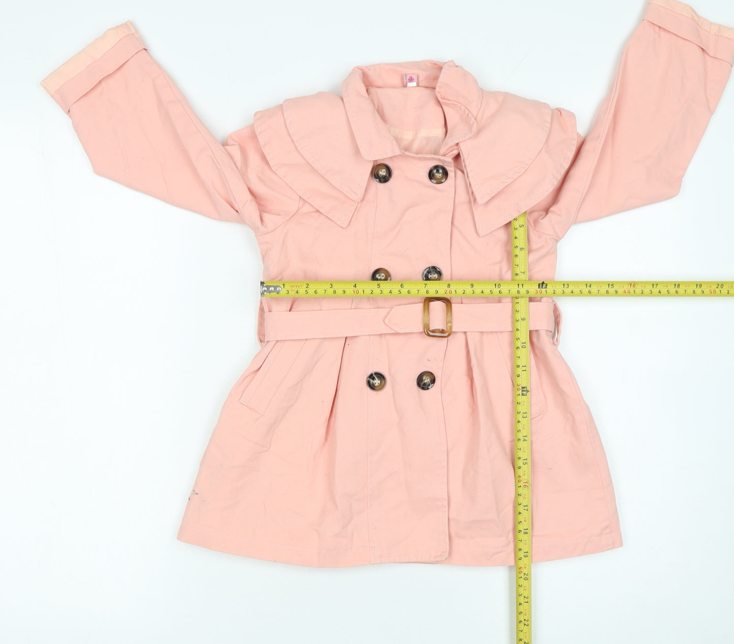 Qingdao WWCX Girls Pink Cotton Linen Belted Trench Coat Age 13 Years