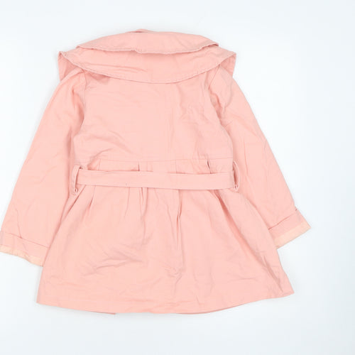 Qingdao WWCX Girls Pink Cotton Linen Belted Trench Coat Age 13 Years