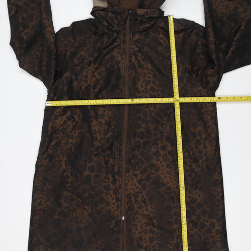 Jacques Vert Women’s Brown Animal Print Hooded Long Rain Coat XL