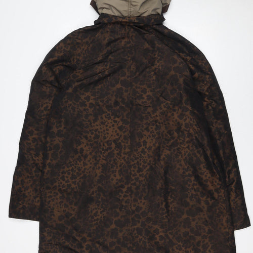 Jacques Vert Women’s Brown Animal Print Hooded Long Rain Coat XL