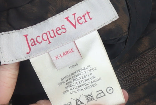 Jacques Vert Women’s Brown Animal Print Hooded Long Rain Coat XL