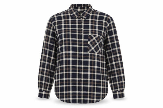 Front view of Dunnes Women's Blue Check Long Sleeve Button-Up Shirt, size 14