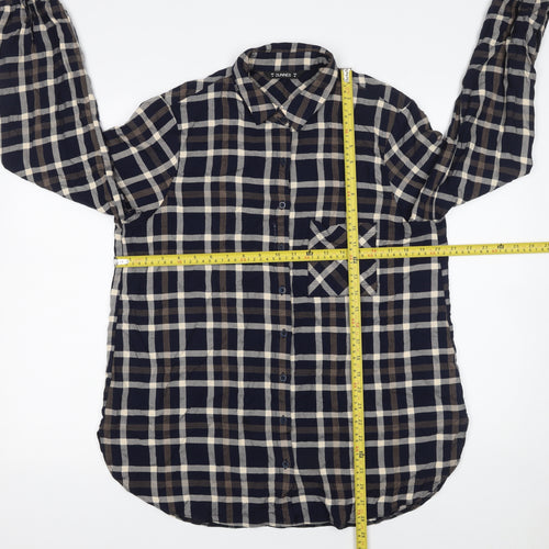Dunnes Women's Blue Check Long Sleeve Button-Up Shirt Size 14