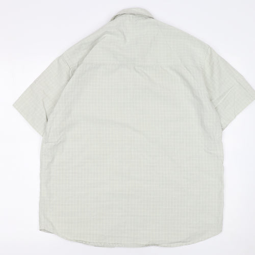 Wrangler Men's Grey Check Short Sleeve Button-Up Shirt M