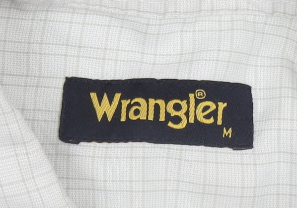 Wrangler Men's Grey Check Short Sleeve Button-Up Shirt M