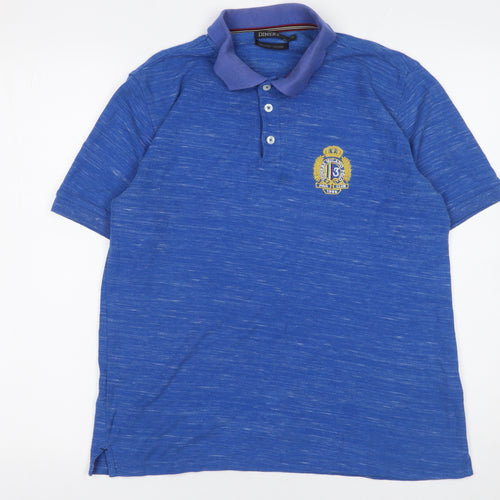 Diners Men's Blue Organic Cotton Short Sleeve Polo Shirt M