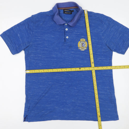 Diners Men's Blue Organic Cotton Short Sleeve Polo Shirt M