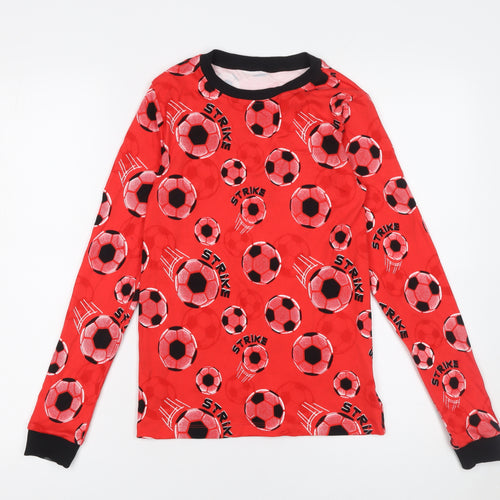 Dunnes Stores Boys Red Football Strike Long Sleeve Pyjama Top 12-13 Years