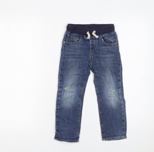 babyGap Boys Blue Straight Fit Jeans 4 Years Drawstring Waist Denim