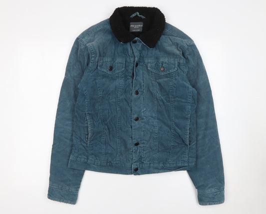 Primark Men's Blue Corduroy Lined Bomber Jacket Size M