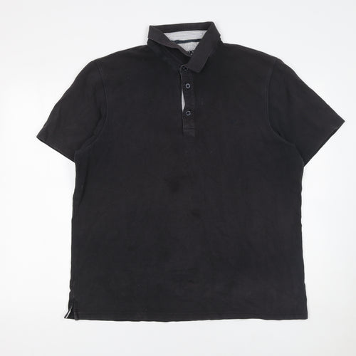 Saint James Men’s Black XL Cotton Short Sleeve Polo Shirt