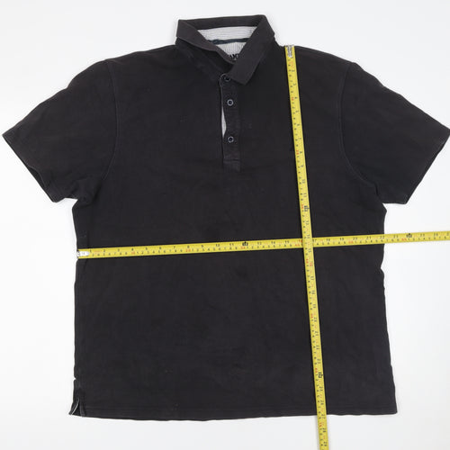 Saint James Men’s Black XL Cotton Short Sleeve Polo Shirt