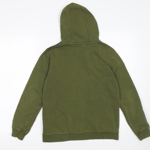 Nike Boys Green Pullover Hoodie Logo Tape Trim L 13-14 Years Fleece