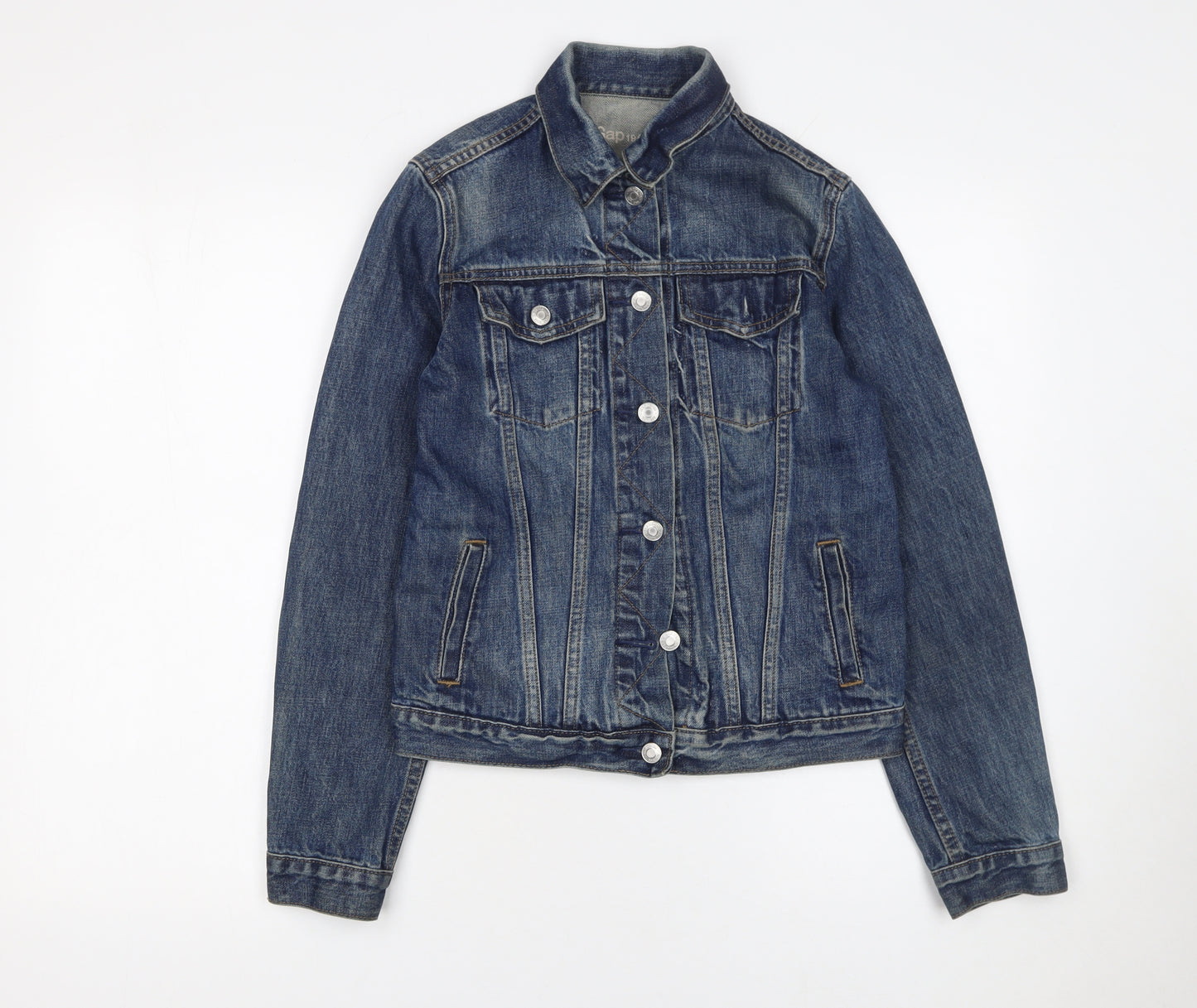 Gap Women Blue Denim Basic Jacket XS Classic Fit