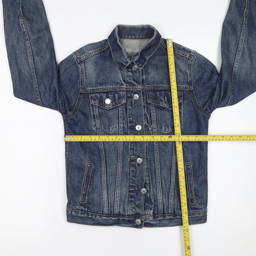 Gap Women Blue Denim Basic Jacket XS Classic Fit