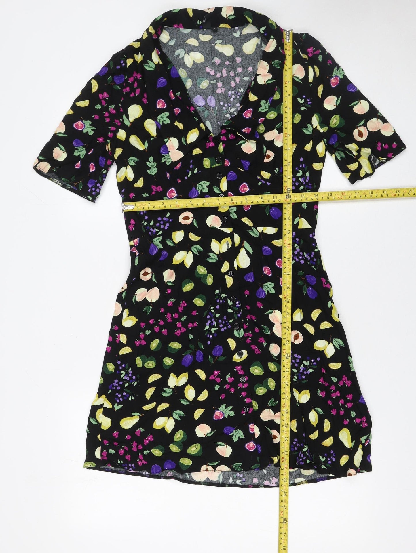 Nobody's Child Women's Black Floral Short Sleeve Shirt Dress UK 8