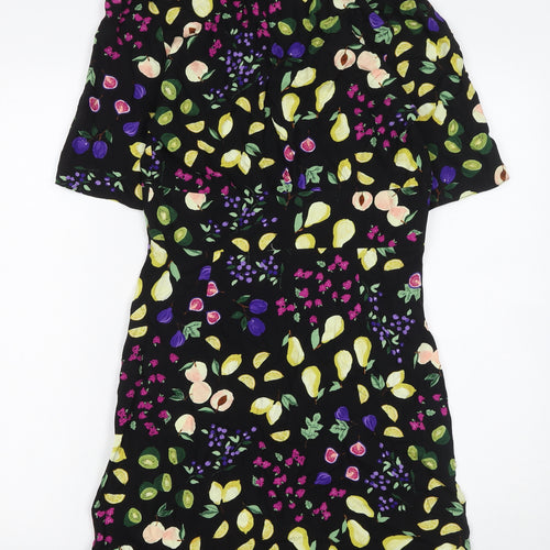 Nobody's Child Women's Black Floral Short Sleeve Shirt Dress UK 8