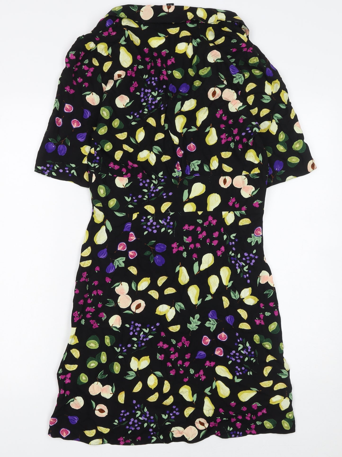 Nobody's Child Women's Black Floral Short Sleeve Shirt Dress UK 8