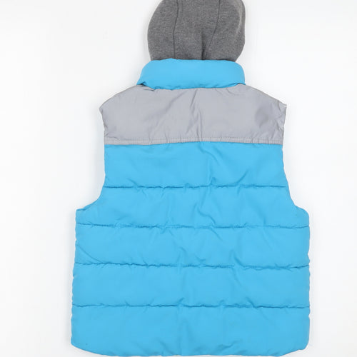 Debenhams Boys Blue Hooded Padded Bodywarmer Gilet 4-5 Years Polyester