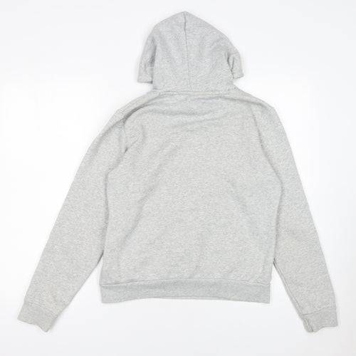 PUMA Womens Grey Pullover Hoodie Size 12 Cotton Blend Logo Print