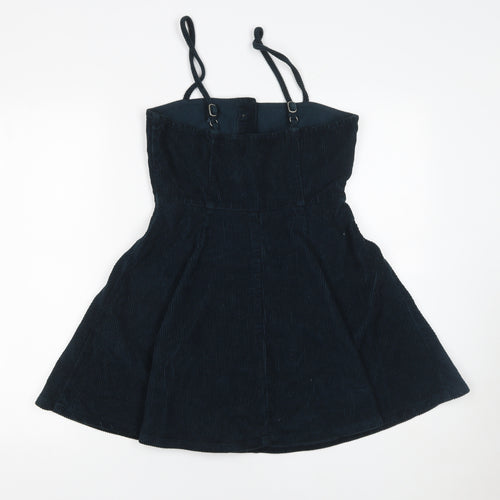 ASOS Women Black Corduroy Pinafore Dress Size 8 Sleeveless Adjustable Straps