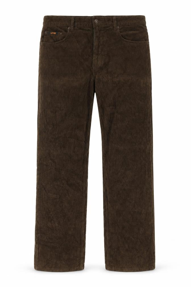 Liyou Men Brown Corduroy Straight Trousers Size 35 Cotton Casual