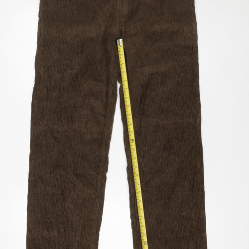 Liyou Men Brown Corduroy Straight Trousers Size 35 Cotton Casual