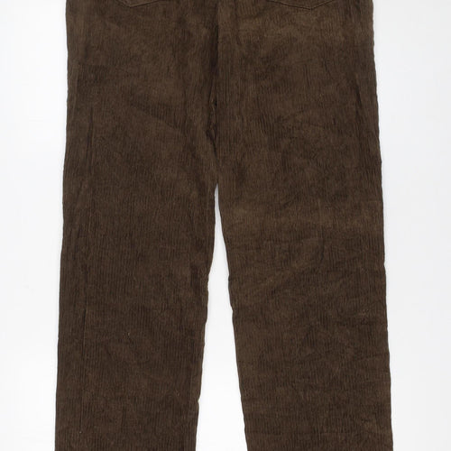 Liyou Men Brown Corduroy Straight Trousers Size 35 Cotton Casual