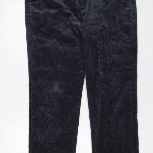 Marks and Spencer Men's Blue Corduroy Regular Fit Trousers 34x31
