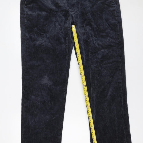 Marks and Spencer Men's Blue Corduroy Regular Fit Trousers 34x31