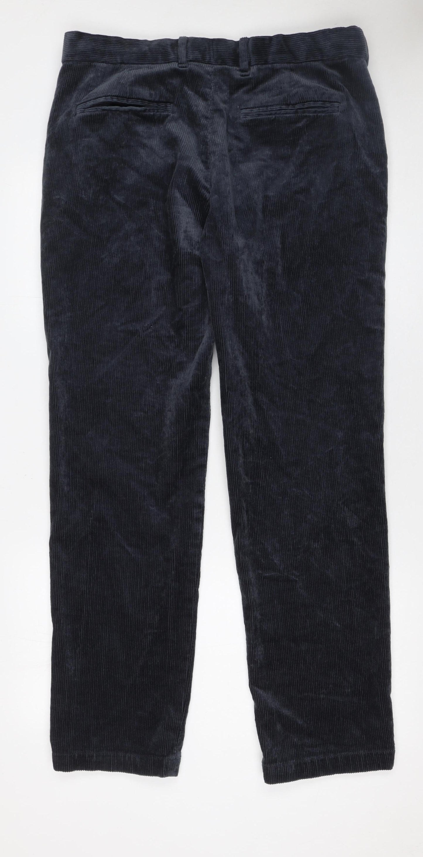 Marks and Spencer Men's Blue Corduroy Regular Fit Trousers 34x31