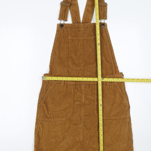Next Women Brown Corduroy Pinafore Dress UK 8 Casual Retro Style