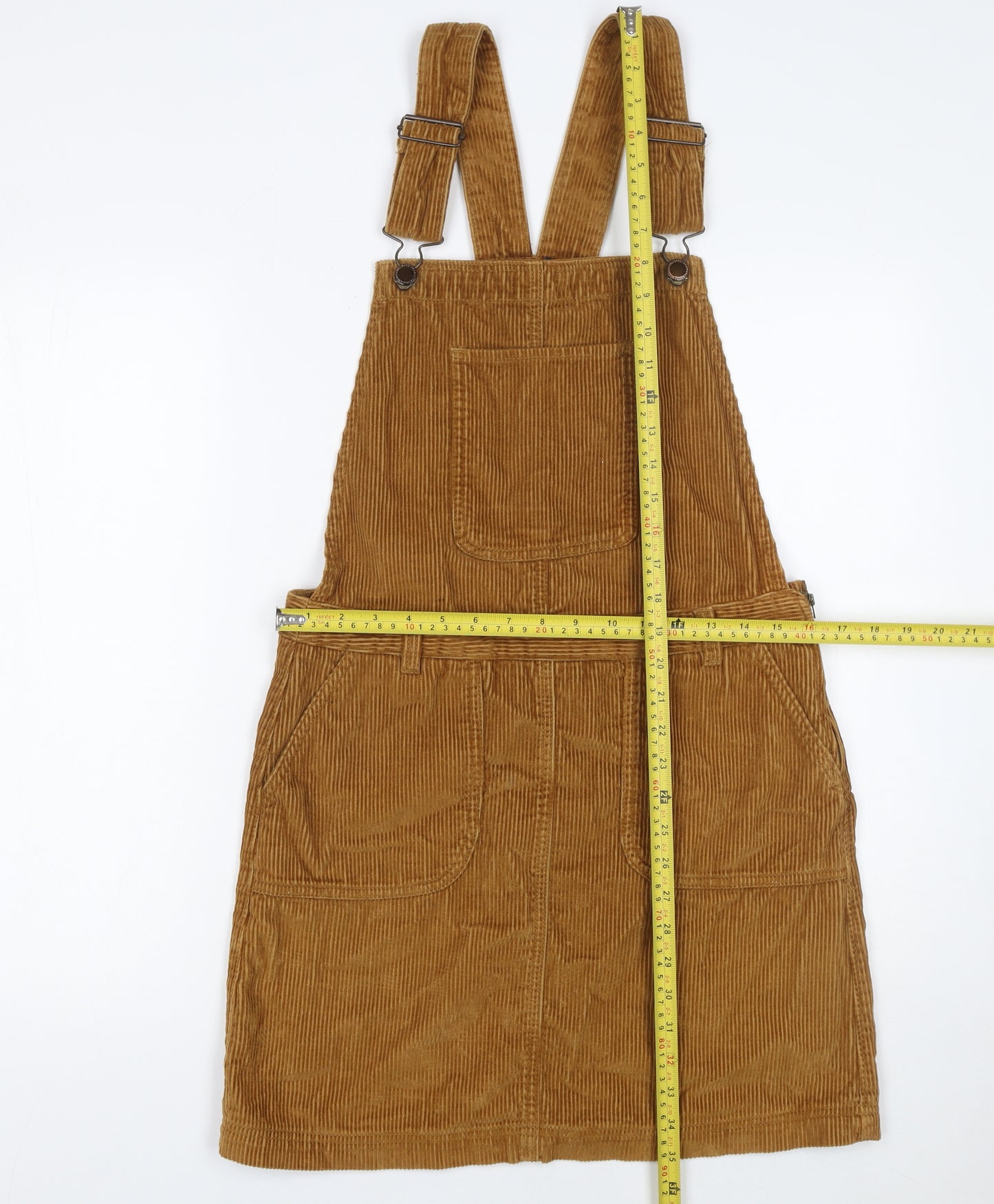 Next Women Brown Corduroy Pinafore Dress UK 8 Casual Retro Style