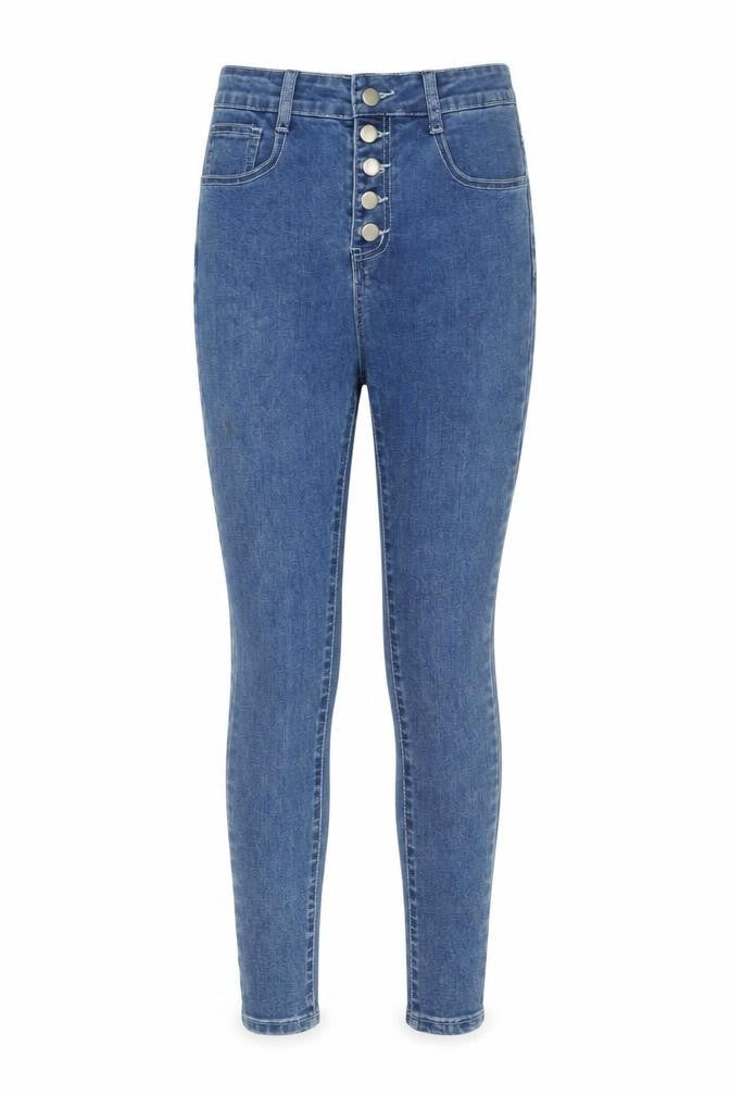 FAE London Womens Blue Size 8 Skinny Denim Jeans Button Fly Stretch
