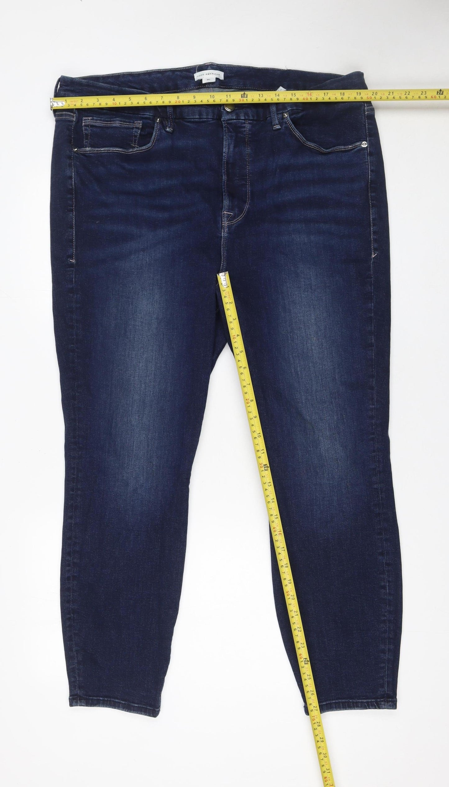 Good American Womens Blue Skinny Jeans Size 20 Plus Stretch Denim