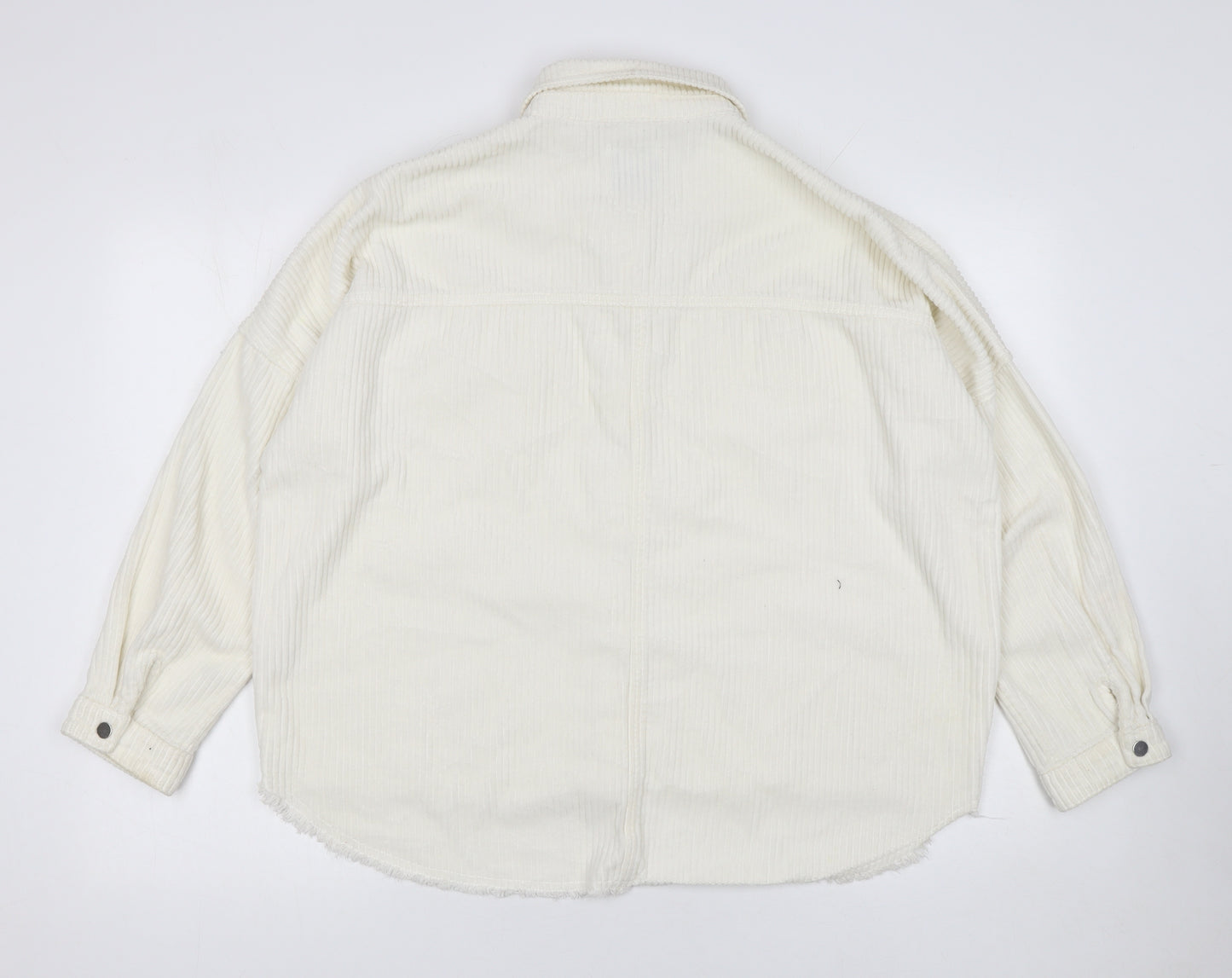 ZARA Women Ivory Corduroy Button Front Relaxed Fit Jacket Size 12