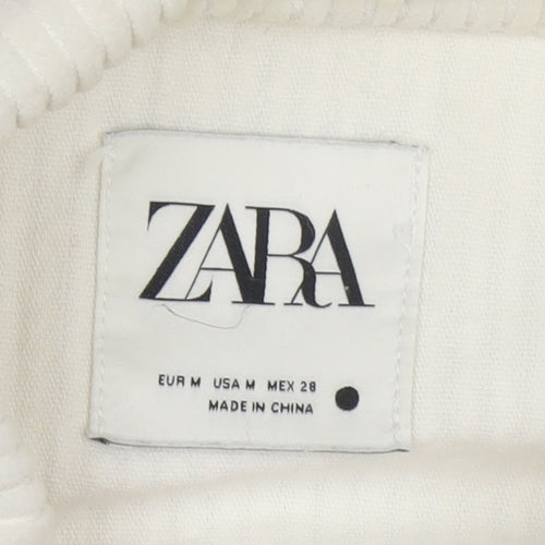 ZARA Women Ivory Corduroy Button Front Relaxed Fit Jacket Size 12