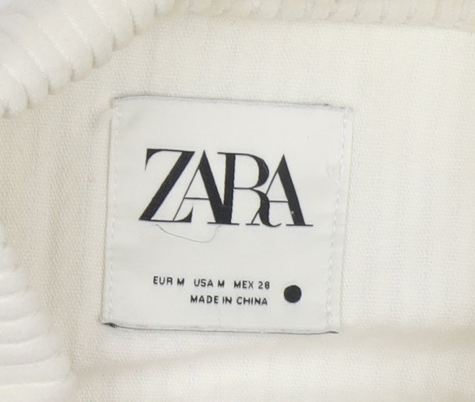 ZARA Women Ivory Corduroy Button Front Relaxed Fit Jacket Size 12