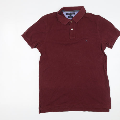 Tommy Hilfiger Men’s Burgundy Slim Fit Cotton Polo Shirt Size M