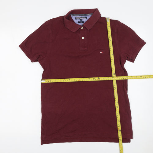 Tommy Hilfiger Men’s Burgundy Slim Fit Cotton Polo Shirt Size M