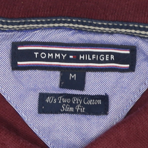 Tommy Hilfiger Men’s Burgundy Slim Fit Cotton Polo Shirt Size M