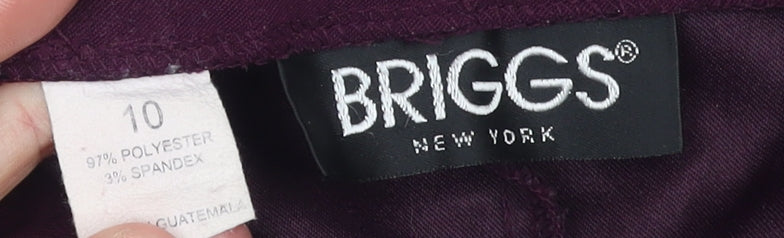 Briggs New York Women's Purple Pull-On Stretch Trousers Size 10
