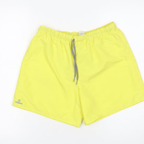 Tribord Men’s Yellow Athletic Beach Shorts Size M Polyester Quick Dry