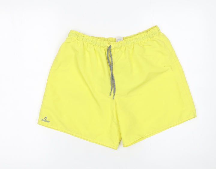 Tribord Men’s Yellow Athletic Beach Shorts Size M Polyester Quick Dry