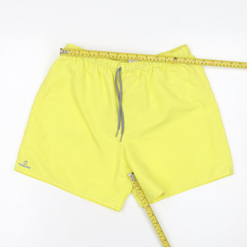Tribord Men’s Yellow Athletic Beach Shorts Size M Polyester Quick Dry